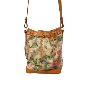 Ralph Lauren Floral Drawstring Bucket Crossbody Bag Vintage1980s
